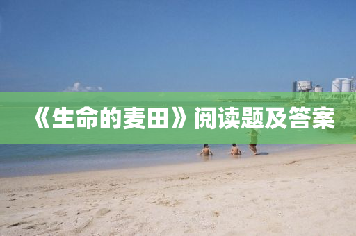 液壓動力機械,元件制造《生命的麥田》閱讀題及答案