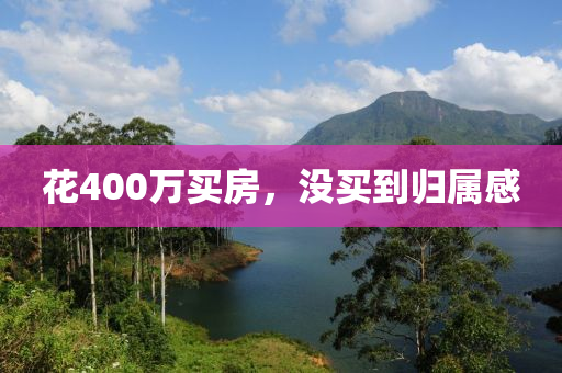 花400萬買房，沒買到歸屬感液壓動(dòng)力機(jī)械,元件制造