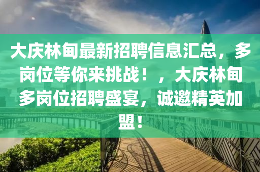 大慶林甸最新招聘信息匯總，多崗位等你來挑戰(zhàn)！，大慶林甸多崗位招聘盛宴，誠邀精英加盟！液壓動力機(jī)械,元件制造