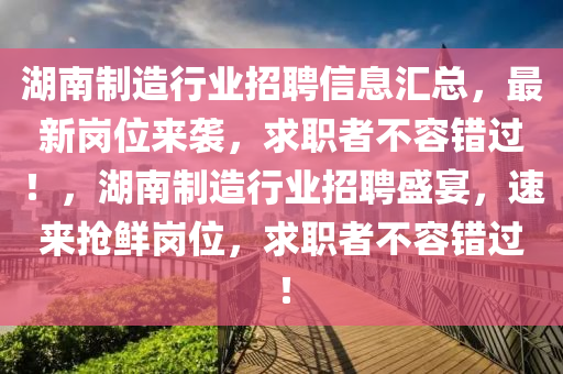 湖南制造行業(yè)招聘信息匯總，最新崗位來襲，求職者不容錯過！，湖南制造行業(yè)招聘盛宴，速來搶鮮崗位，求職者不容錯過！液壓動力機(jī)械,元件制造