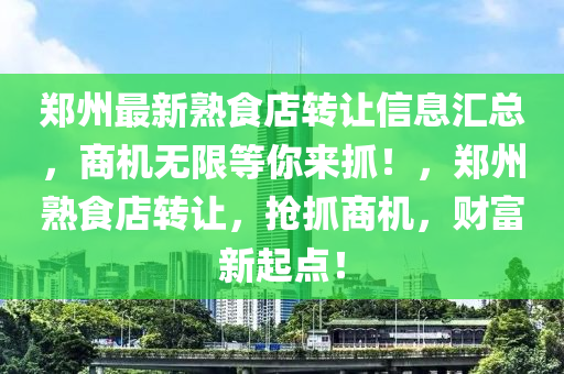 鄭州最新熟食店轉(zhuǎn)讓信息匯總，商機(jī)無限等你來抓！，鄭州熟食店轉(zhuǎn)讓，搶抓商機(jī)，財富新起點(diǎn)！液壓動力機(jī)械,元件制造