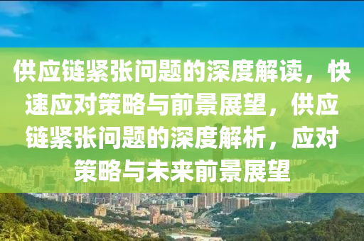 供應(yīng)鏈緊張問題的深度解讀，快速應(yīng)對策略與前景展望，供應(yīng)鏈緊張問題的深度解析，應(yīng)對策略與未來前景展望液壓動力機械,元件制造