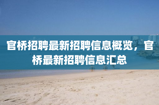 官橋招聘最新招聘信息概覽，官橋最新招聘信息匯總液壓動力機械,元件制造