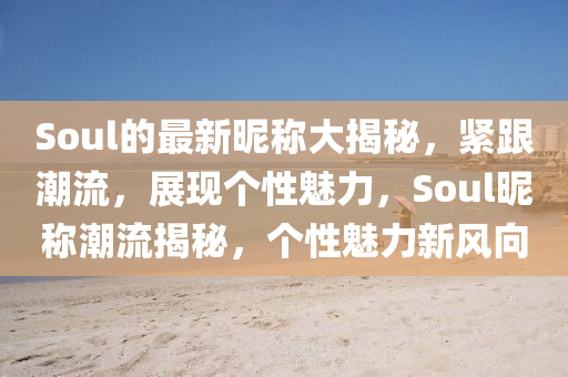 Soul的最新昵稱大揭秘，緊跟潮流，展現(xiàn)個(gè)性魅力，Soul昵稱潮流揭秘，個(gè)性魅力新風(fēng)向液壓動(dòng)力機(jī)械,元件制造