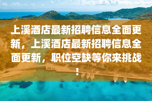 上溪酒店最新招聘信息全面更新，上溪酒店最新招聘信息全面更新，職位空缺等你來挑戰(zhàn)！液壓動力機械,元件制造