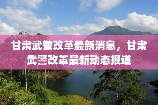 甘肅武警改革最新液壓動力機械,元件制造消息，甘肅武警改革最新動態(tài)報道