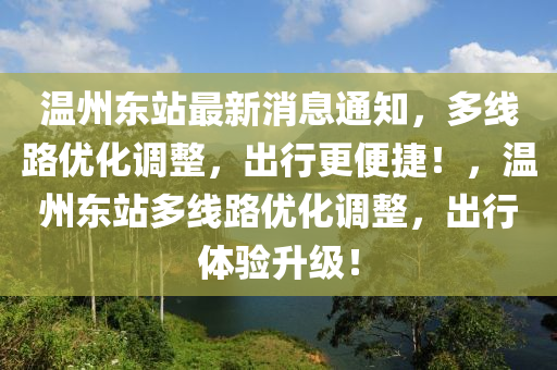 溫州東站最新消息通知，多線路優(yōu)化調(diào)整，出行更便捷！，溫州東站多線路優(yōu)化調(diào)整，出行體驗升級！