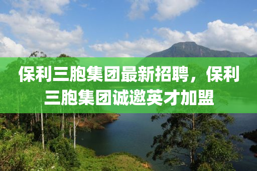 保利三胞集團(tuán)最新招聘，保利三胞集團(tuán)液壓動(dòng)力機(jī)械,元件制造誠邀英才加盟