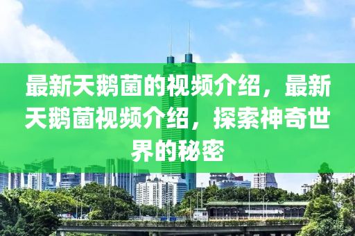 最新天鵝菌的視頻介紹，最新天鵝菌視頻介紹，探索神奇世界的秘密液壓動(dòng)力機(jī)械,元件制造