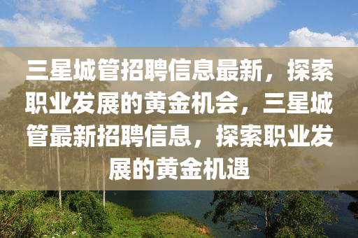 三星城管招聘信息最新，探索職業(yè)發(fā)展的黃金機會，三星城管最新招聘信息，探索職業(yè)發(fā)展的黃金機遇液壓動力機械,元件制造