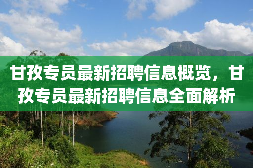 甘孜專員最新招聘信息概覽，甘孜專員最新招聘信息全面解析