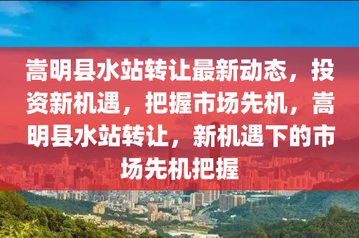 嵩明縣水站轉(zhuǎn)讓最新動態(tài)，投資新機(jī)遇，把握市場先機(jī)，嵩明縣水站轉(zhuǎn)讓，新機(jī)遇下的市場先機(jī)把握液壓動力機(jī)械,元件制造