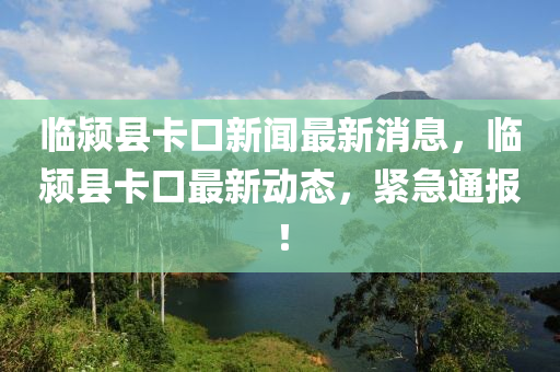臨潁縣卡口新聞最新消息，臨潁縣卡口最新動態(tài)，緊急通報！