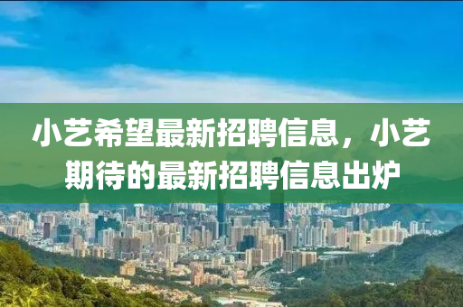 小藝希望最新招聘信息，小藝期待的最新招聘信息出爐液壓動(dòng)力機(jī)械,元件制造
