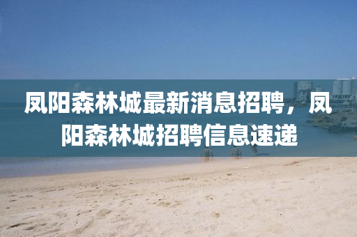 鳳陽森林城最新消息招聘，鳳陽森林城招聘信息速遞