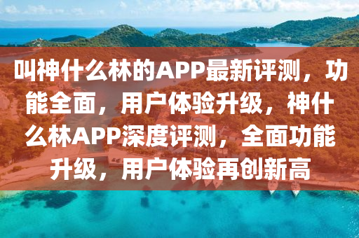 叫神什么林的APP最新評測，功能全面，用戶體驗升級，神什么林APP深度評測，全面功能升級，用戶體驗再創(chuàng)新高