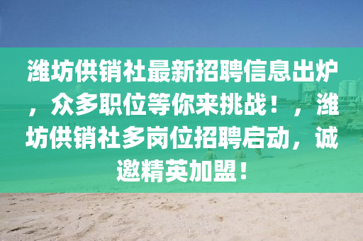 濰坊供銷社最新招聘信息出爐，眾多職位等你來(lái)挑戰(zhàn)！，濰坊供銷社多崗位招聘啟動(dòng)，誠(chéng)邀精英加盟！