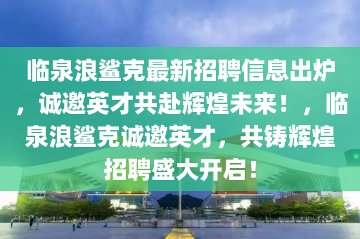臨泉浪鯊克最新招聘信息出爐，誠邀英才共赴輝煌未來！，臨泉浪鯊克誠邀英才，共鑄輝煌招聘盛大開啟！