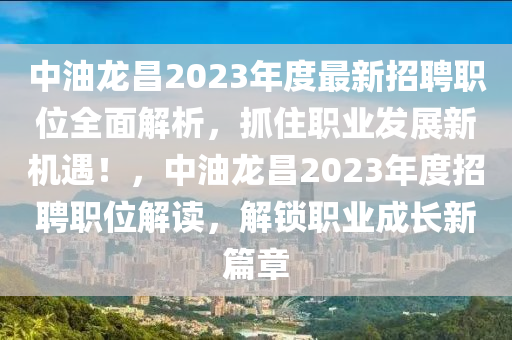中油龍昌2023年度最新招聘職位全面解析，抓住職業(yè)發(fā)展新機(jī)遇！，中油龍昌2023年度招聘職位解讀，解鎖職業(yè)成長新篇章