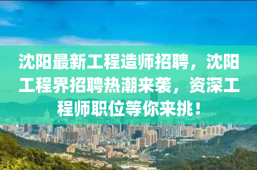 沈陽最新工程造師招聘，沈陽工程界招聘熱潮來襲，資深工程師職位等你來挑！