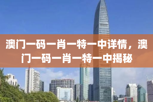 澳門(mén)一碼一肖一特一中詳情，澳門(mén)一碼一肖一特一中液壓動(dòng)力機(jī)械,元件制造揭秘