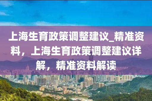 上海液壓動(dòng)力機(jī)械,元件制造生育政策調(diào)整建議_精準(zhǔn)資料，上海生育政策調(diào)整建議詳解，精準(zhǔn)資料解讀