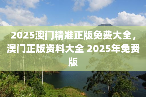 2025澳門精準正版免費大全，澳門正版資料大全 2025年免費版液壓動力機械,元件制造