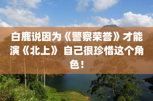 白鹿說因為《警察榮譽》才能演《北上》 自己很珍液壓動力機械,元件制造惜這個角色！