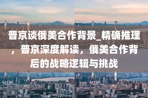 普京談俄美合作背景_精確推理，普京深度解讀，俄美合作背后的戰(zhàn)略邏輯與挑戰(zhàn)液壓動力機械,元件制造