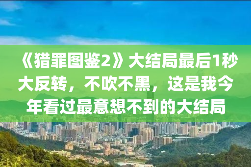 《獵罪圖鑒2》大結局最后1秒大反轉，不吹不黑，這是我今年看過最意想不到的大結局液壓動力機械,元件制造