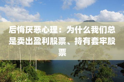 后悔厭惡心理：為什么我們總是賣出盈利股票、持有套牢股票液壓動(dòng)力機(jī)械,元件制造