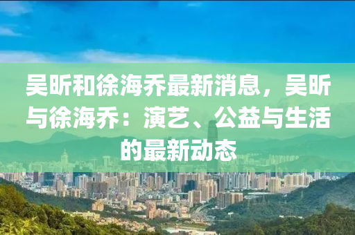 吳昕和徐海喬最新消息，吳昕與徐海喬：演藝、公益與生活的最新動(dòng)態(tài)液壓動(dòng)力機(jī)械,元件制造
