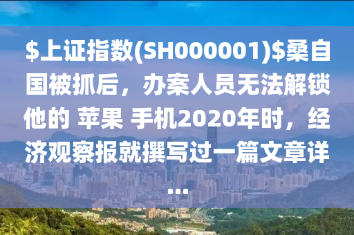 $上證指數(shù)液壓動力機(jī)械,元件制造(SH000001)$桑自國被抓后，辦案人員無法解鎖他的 蘋果 手機(jī)2020年時，經(jīng)濟(jì)觀察報就撰寫過一篇文章詳...