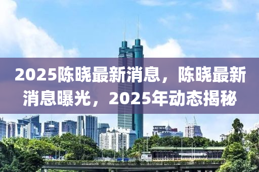 2025陳曉最新消息，陳曉液壓動力機械,元件制造最新消息曝光，2025年動態(tài)揭秘