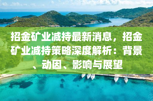 招金礦業(yè)減持最新消息，招金礦業(yè)減持策略深度解析：背景、動(dòng)因、影響與展望液壓動(dòng)力機(jī)械,元件制造