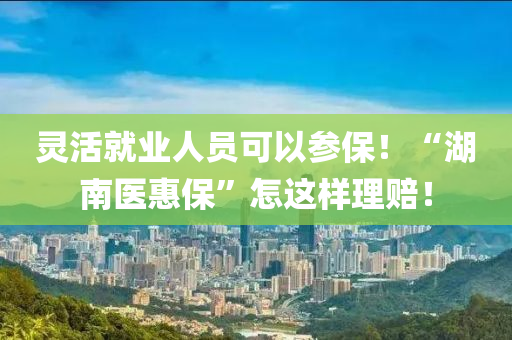 靈活就業(yè)人員可以參保！“湖南醫(yī)惠?！痹踹@樣理賠！液壓動力機械,元件制造