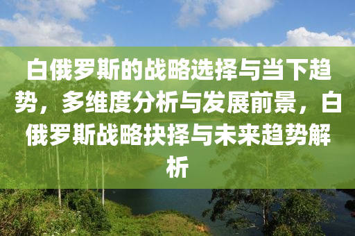白俄羅斯的戰(zhàn)略選擇與當(dāng)下趨勢(shì)，多維度分析與發(fā)展前景，白俄羅斯戰(zhàn)略抉擇與未來(lái)趨勢(shì)解析液壓動(dòng)力機(jī)械,元件制造