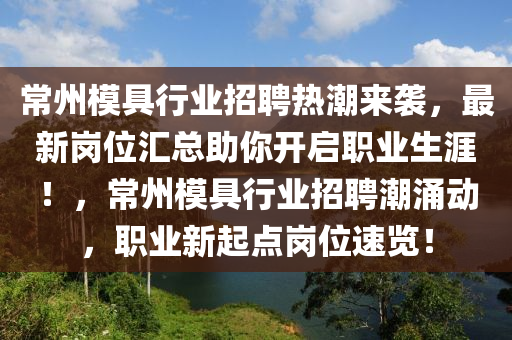 常州模具行業(yè)招聘熱潮來襲，最新崗位匯總助你開啟職業(yè)生涯！，常州模具行業(yè)招聘潮涌動，職業(yè)新起點崗位速覽！液壓動力機械,元件制造