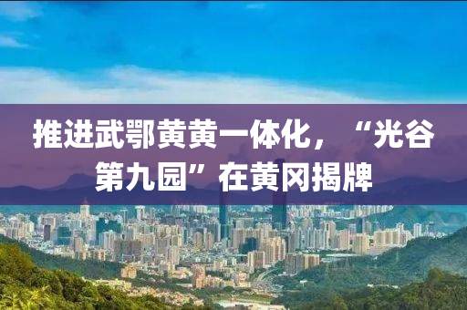 推進武鄂黃黃一體化，“光谷第九園”在黃岡揭牌液壓動力機械,元件制造