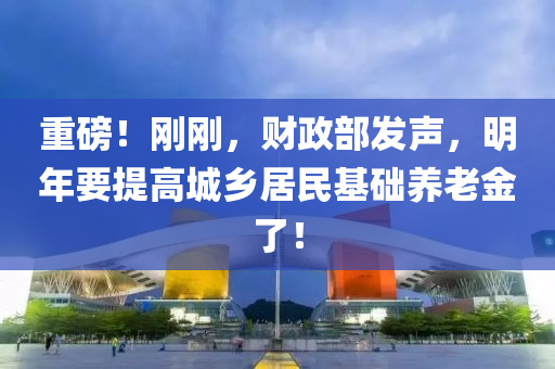 重磅！剛剛，財政部發(fā)聲，明年要提高城鄉(xiāng)居民基礎(chǔ)養(yǎng)老金了！液壓動力機械,元件制造