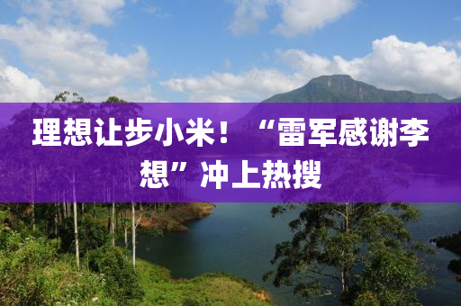 理想讓步小米！“雷軍感謝李想”沖上熱搜液壓動力機械,元件制造