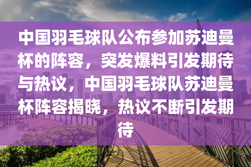 中國(guó)羽毛球隊(duì)公布參加蘇迪曼杯的陣容，突發(fā)爆料引發(fā)期待與熱議，中國(guó)羽毛球隊(duì)蘇迪曼杯陣容揭曉，熱議不斷引發(fā)期待液壓動(dòng)力機(jī)械,元件制造