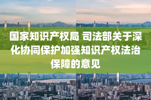 國家知識產(chǎn)權(quán)局 司法部液壓動力機(jī)械,元件制造關(guān)于深化協(xié)同保護(hù)加強(qiáng)知識產(chǎn)權(quán)法治保障的意見