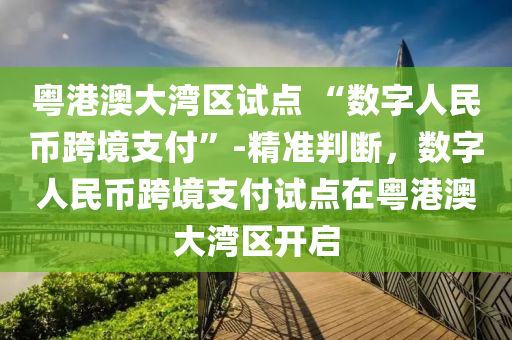 粵港澳大灣區(qū)試點(diǎn) “數(shù)字人民幣跨境支付”-精準(zhǔn)判斷，數(shù)字人民幣跨境支付試點(diǎn)在粵港澳大灣區(qū)開啟液壓動力機(jī)械,元件制造