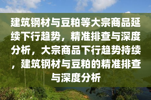 建筑鋼材與豆粕液壓動力機械,元件制造等大宗商品延續(xù)下行趨勢，精準(zhǔn)排查與深度分析，大宗商品下行趨勢持續(xù)，建筑鋼材與豆粕的精準(zhǔn)排查與深度分析
