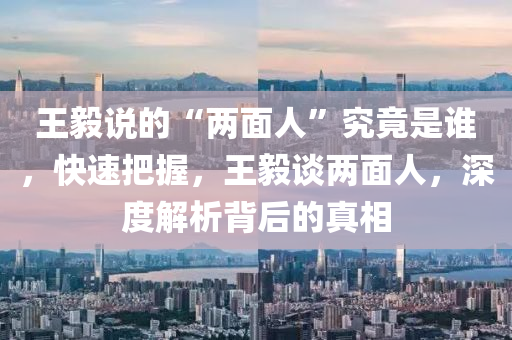 王毅說的“兩面人”究竟是液壓動力機械,元件制造誰，快速把握，王毅談兩面人，深度解析背后的真相